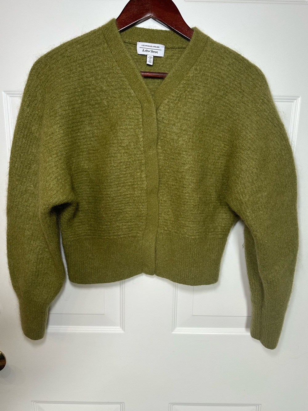 & Other Stories Los Angeles Atelier Mohair Wool Cardigan Green Size S Fall Cozy - Picture 2 of 9